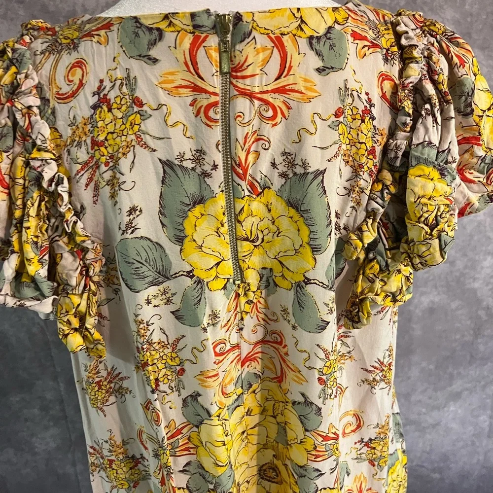 Free People Floral Yellow‎ Short Dress XS